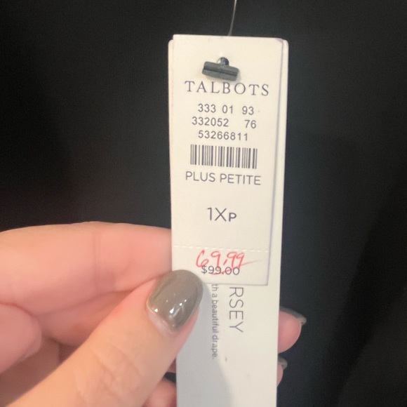 Talbots black long sleeve v neck blouse with a beautiful drape- new with tags! - Picture 3 of 5